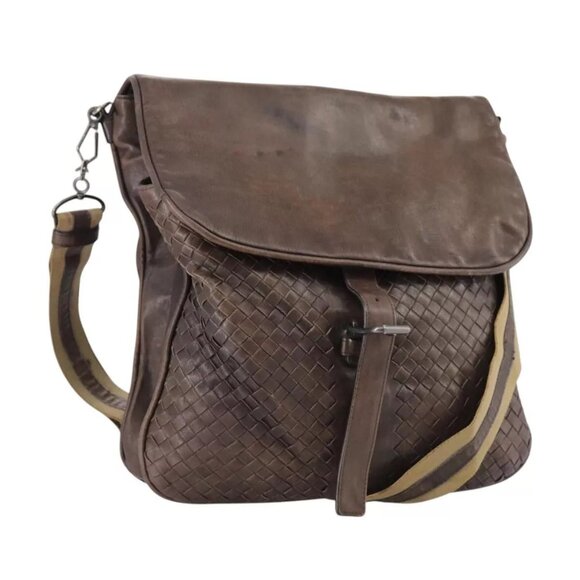 BOTTEGA VENETA INTRECCIATO Shoulder Bag Leather Brown